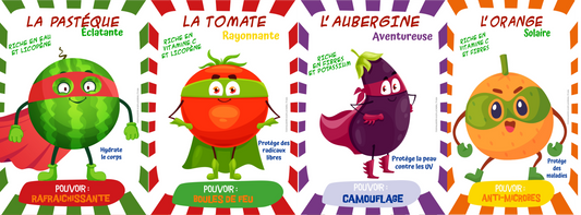 Jeu de Memory sur les Super Pouvoirs des Fruits et Légumes à télécharger gratuitement